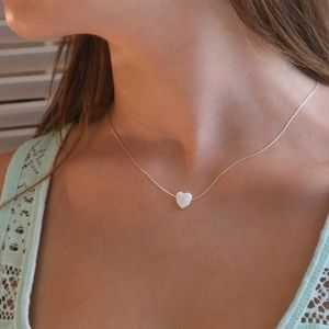 Dainty 14k gold opal heart necklace